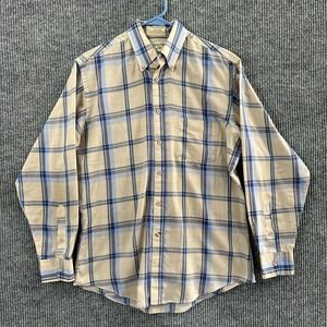 Oakton Ltd. Mens Button Down Shirt Size Medium Yellow Plaid Long Sleeve